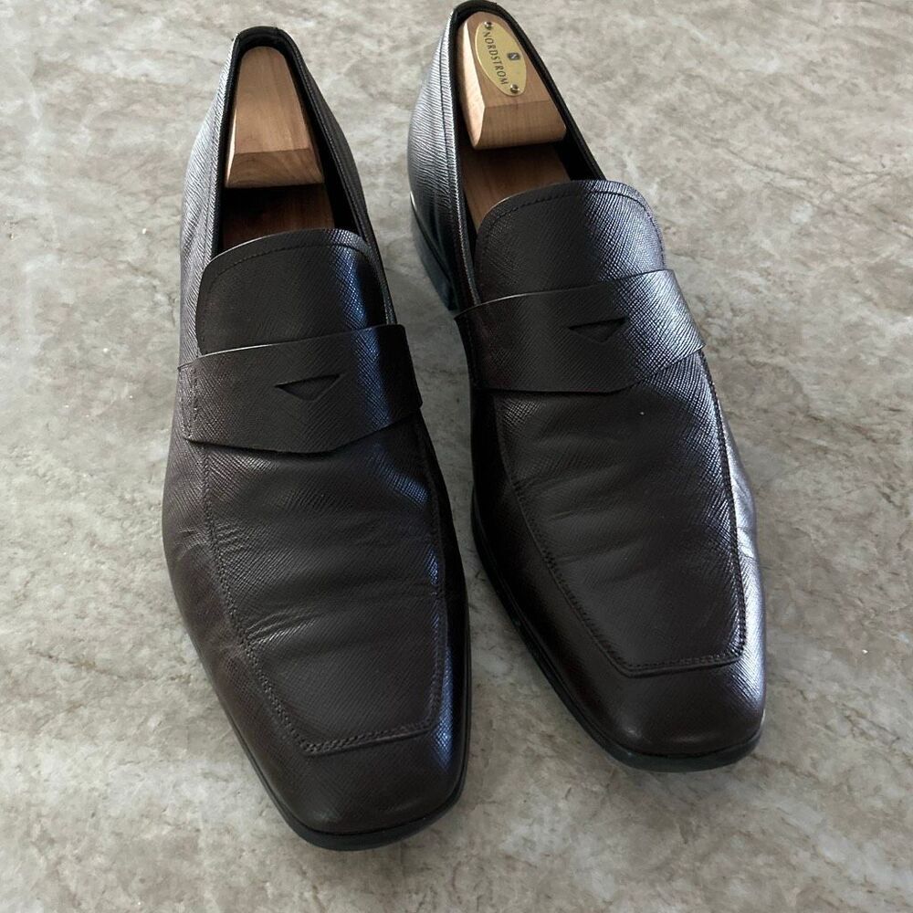 PRADA Saffiano Leather Penny Loafer (Men)